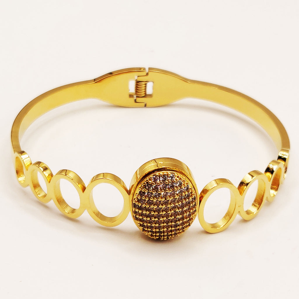Bracelet Rigide Multi Ovales Creux et Ovale Cristaux
