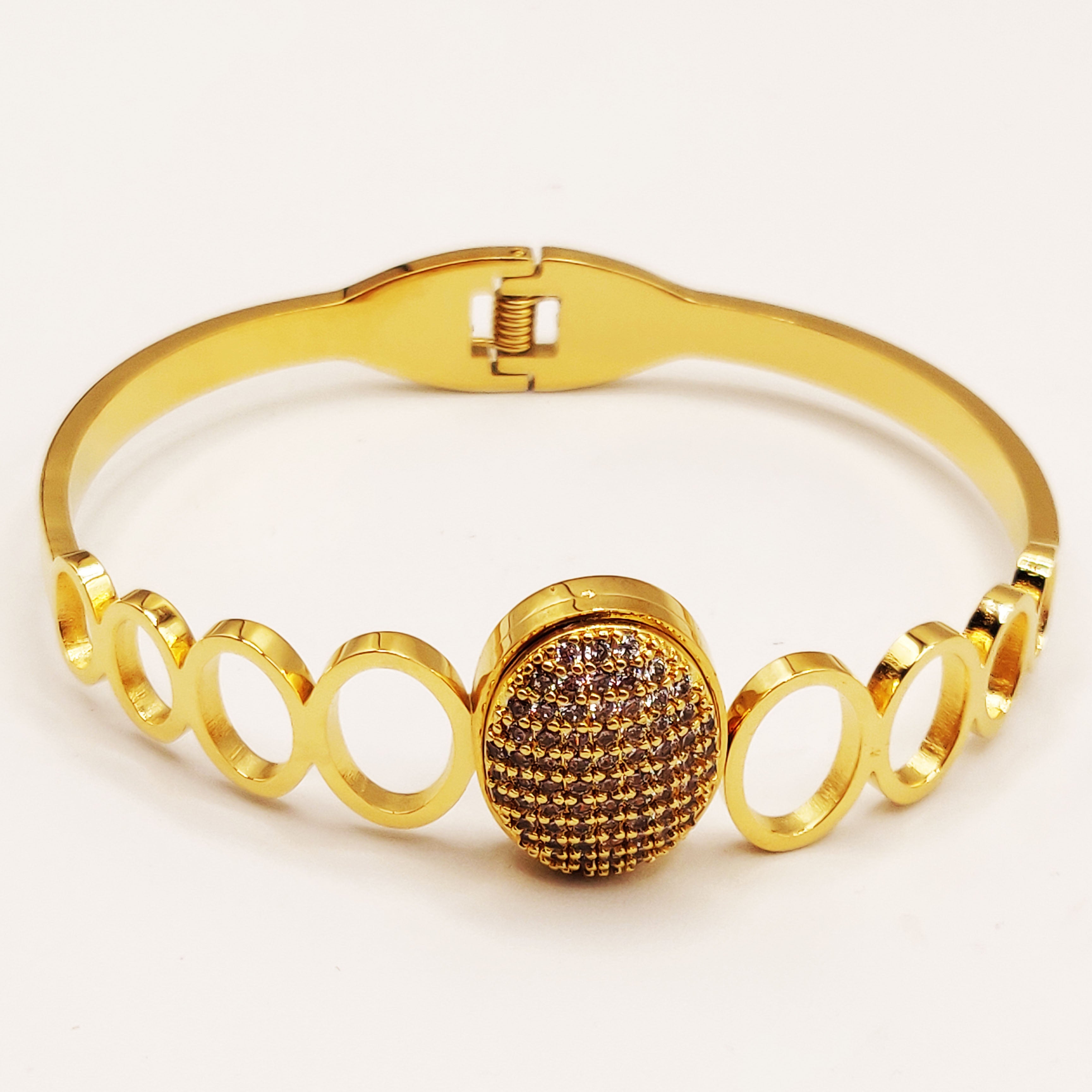 Bracelet Rigide Multi Ovales Creux et Ovale Cristaux