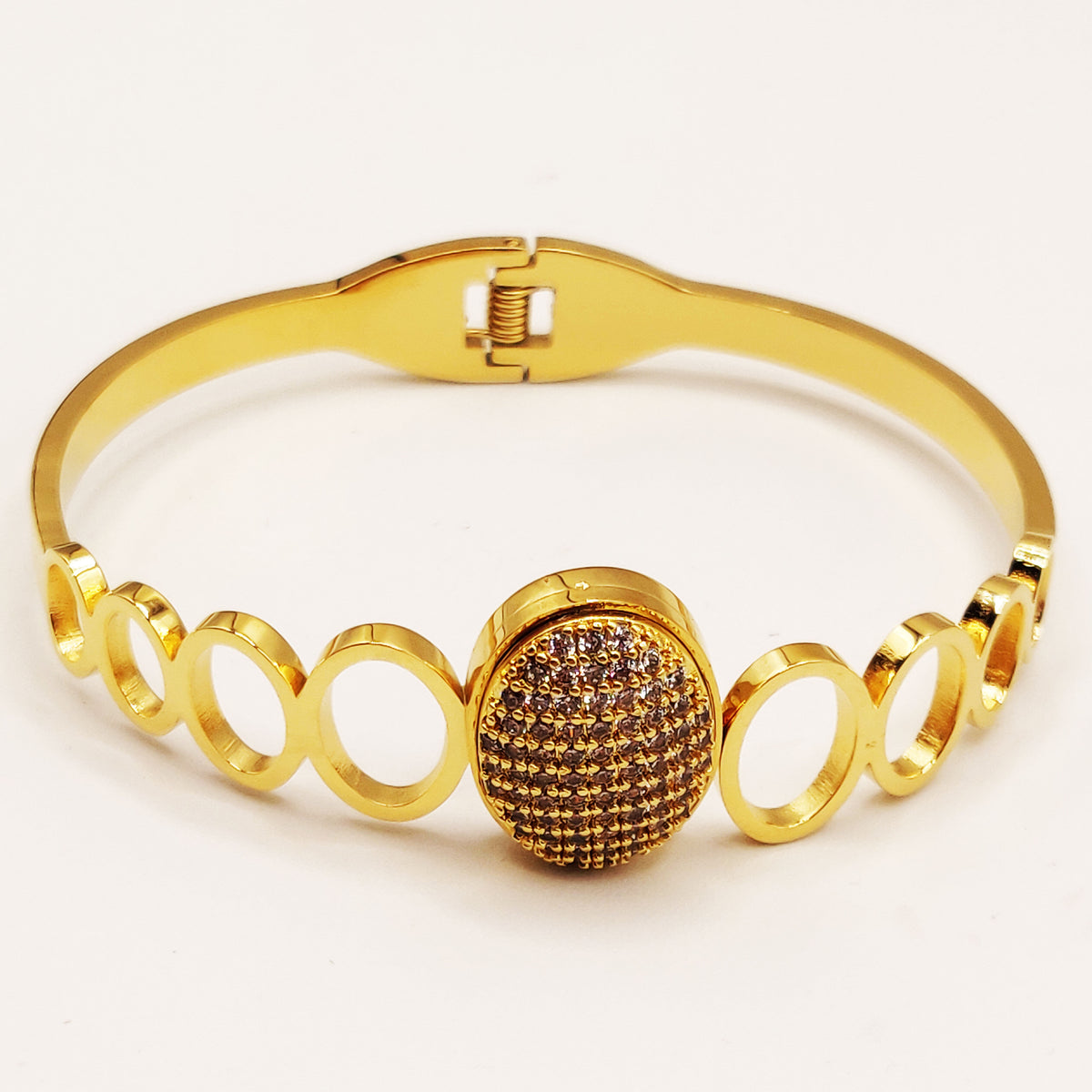 Bracelet Rigide Multi Ovales Creux et Ovale Cristaux