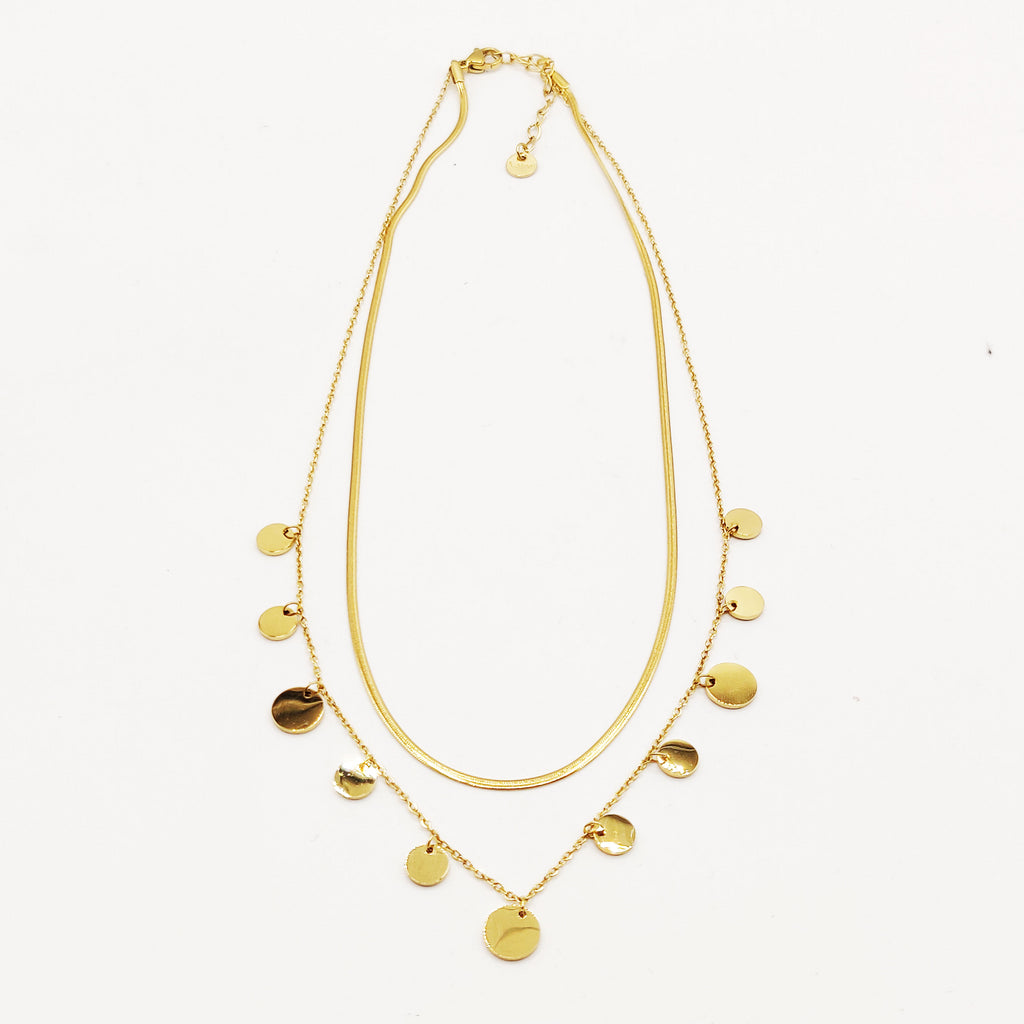 Collier Double Maille Multi Cercles Dorés