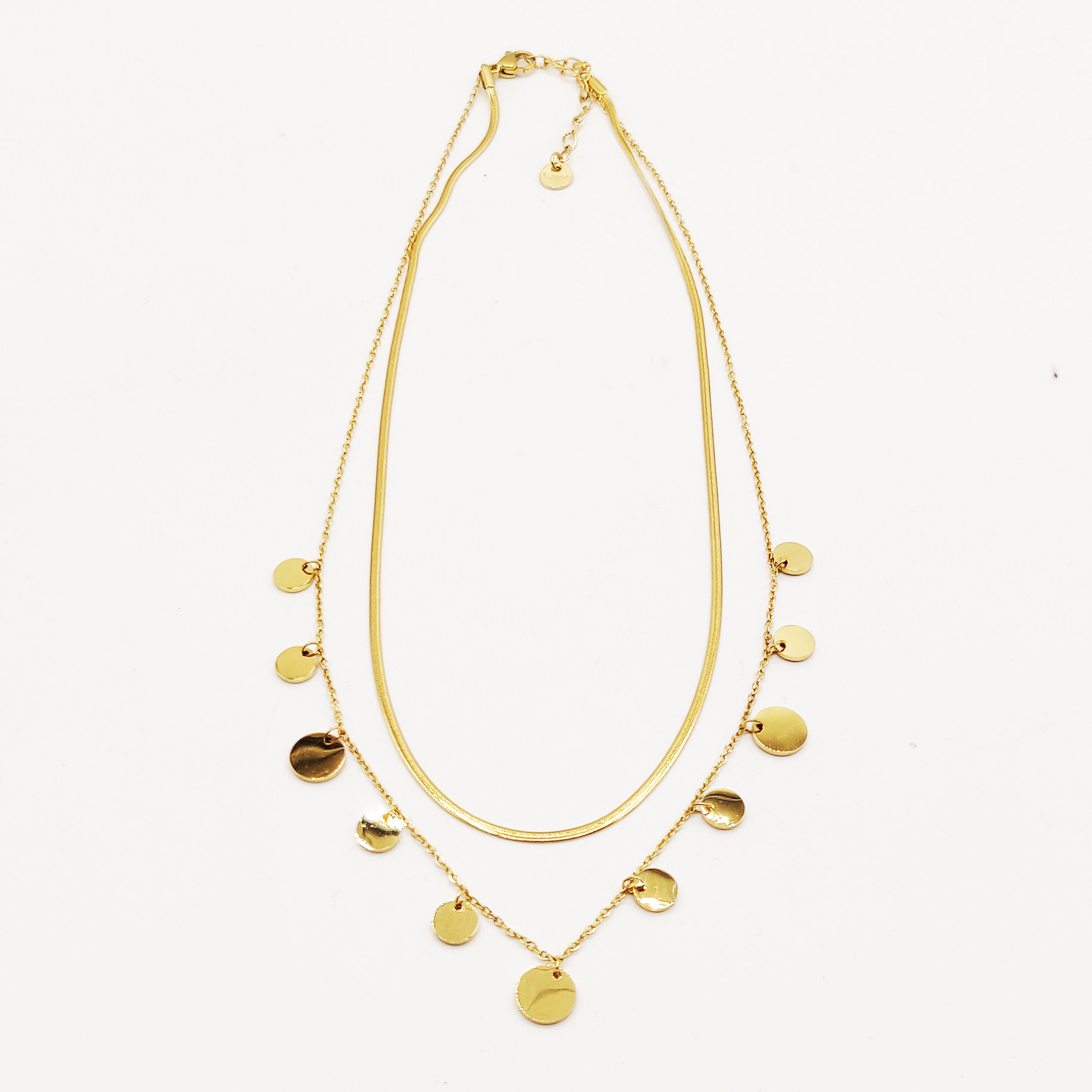 Collier Double Maille Multi Cercles Dorés