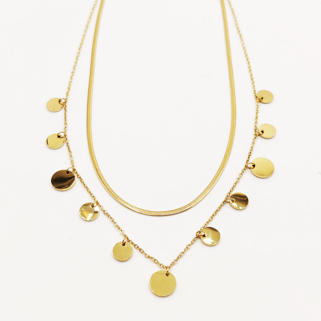 Collier Double Maille Multi Cercles Dorés