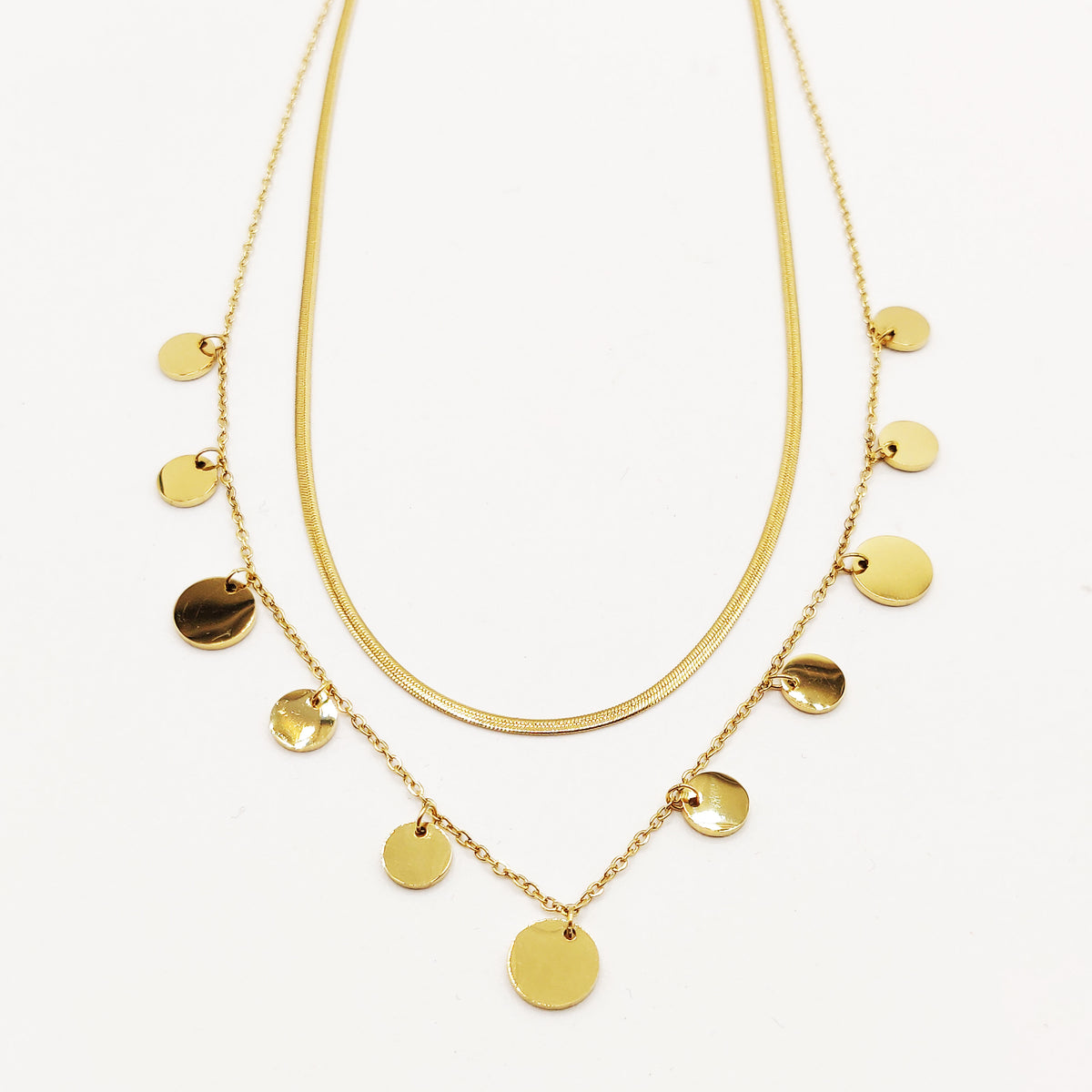 Collier Double Maille Multi Cercles Dorés