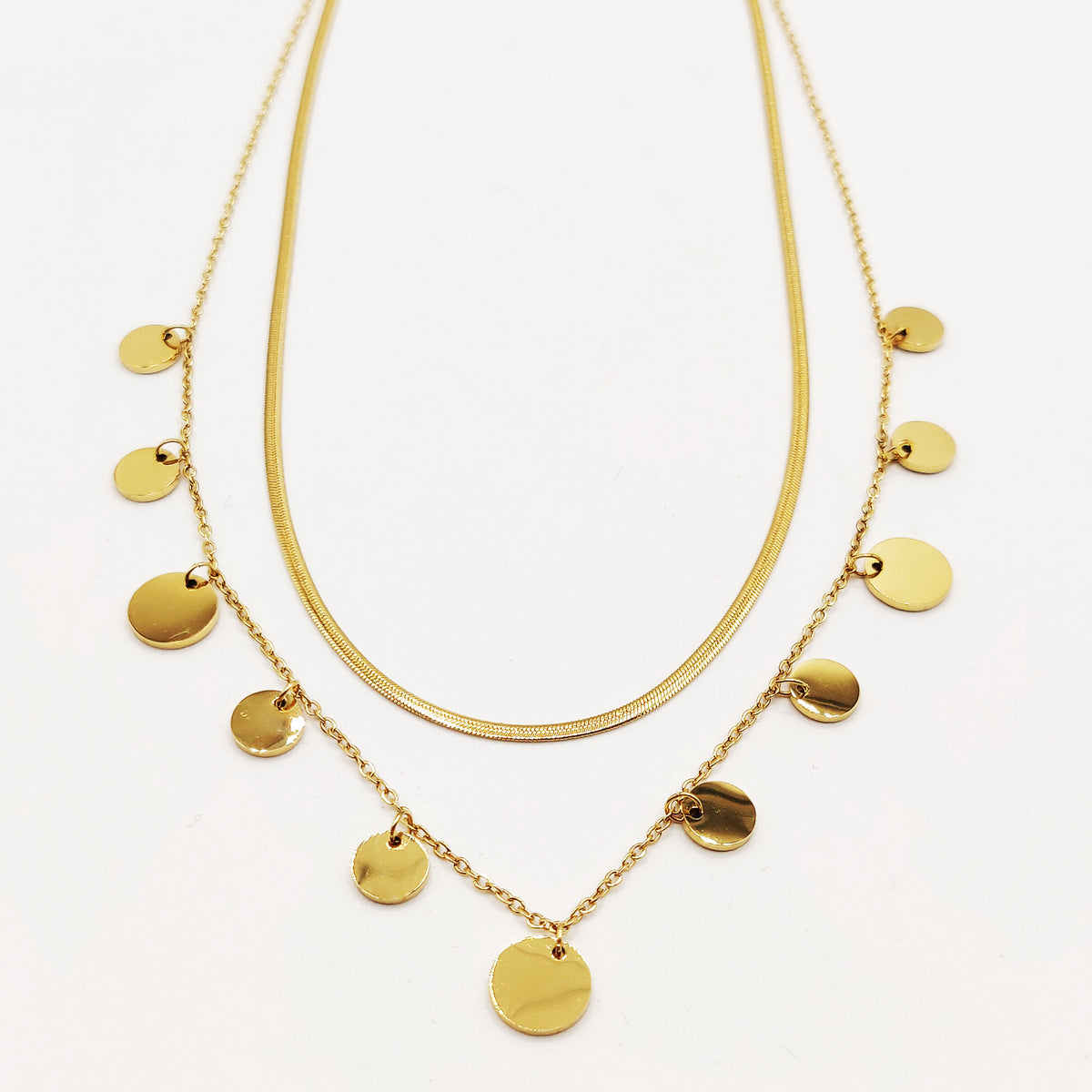 Collier Double Maille Multi Cercles Dorés