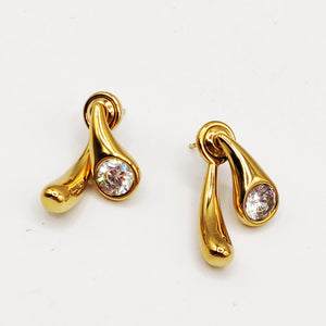 Boucles d'oreilles Double Gouttes Bombées Luxe et Cristal