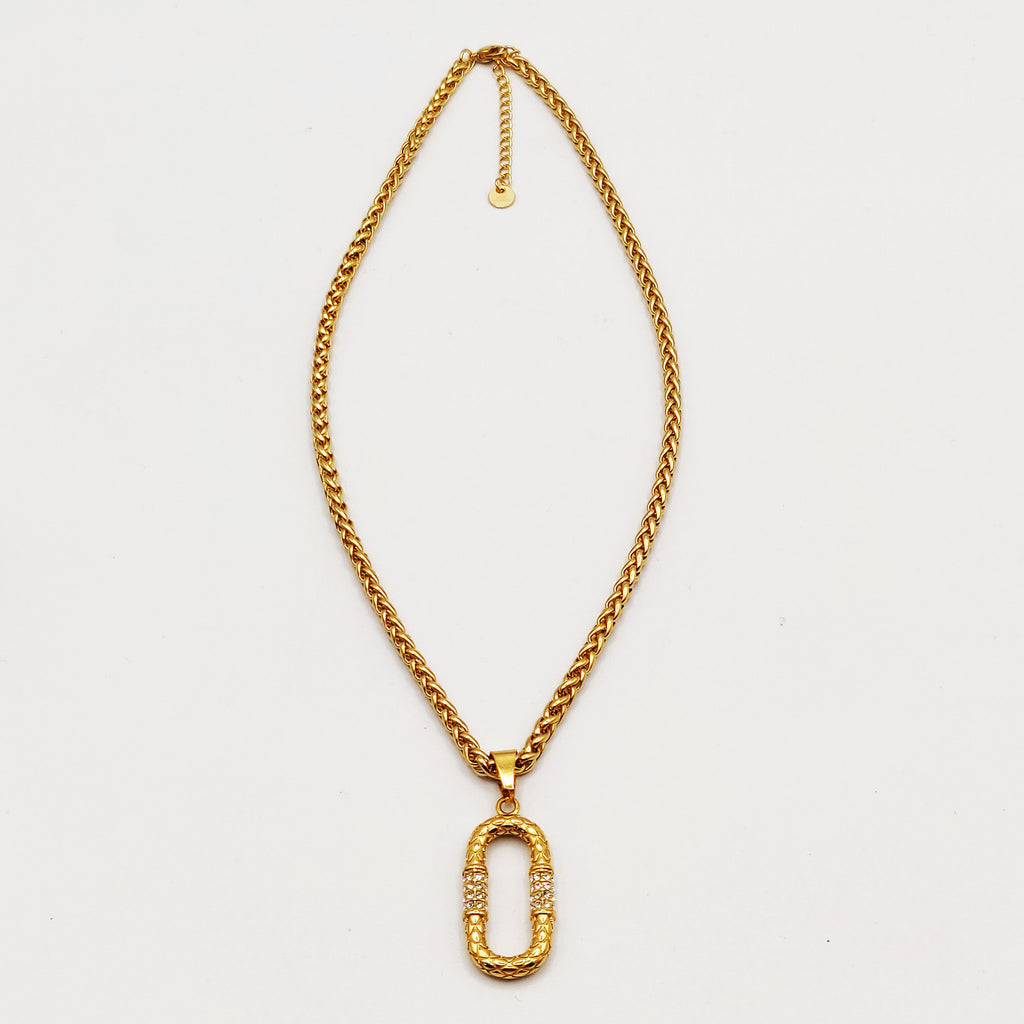 Collier Torsade Pendentif Double U Cristaux Luxe