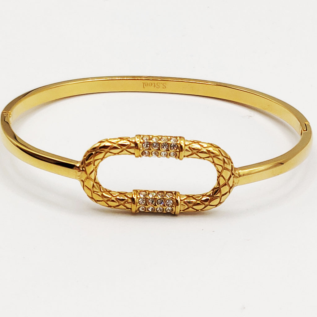 Bracelet Rigide Pendentif Double U Cristaux Luxe