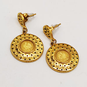 Boucles d'oreilles Torsade Grand Médaillon Louise Coq Luxe