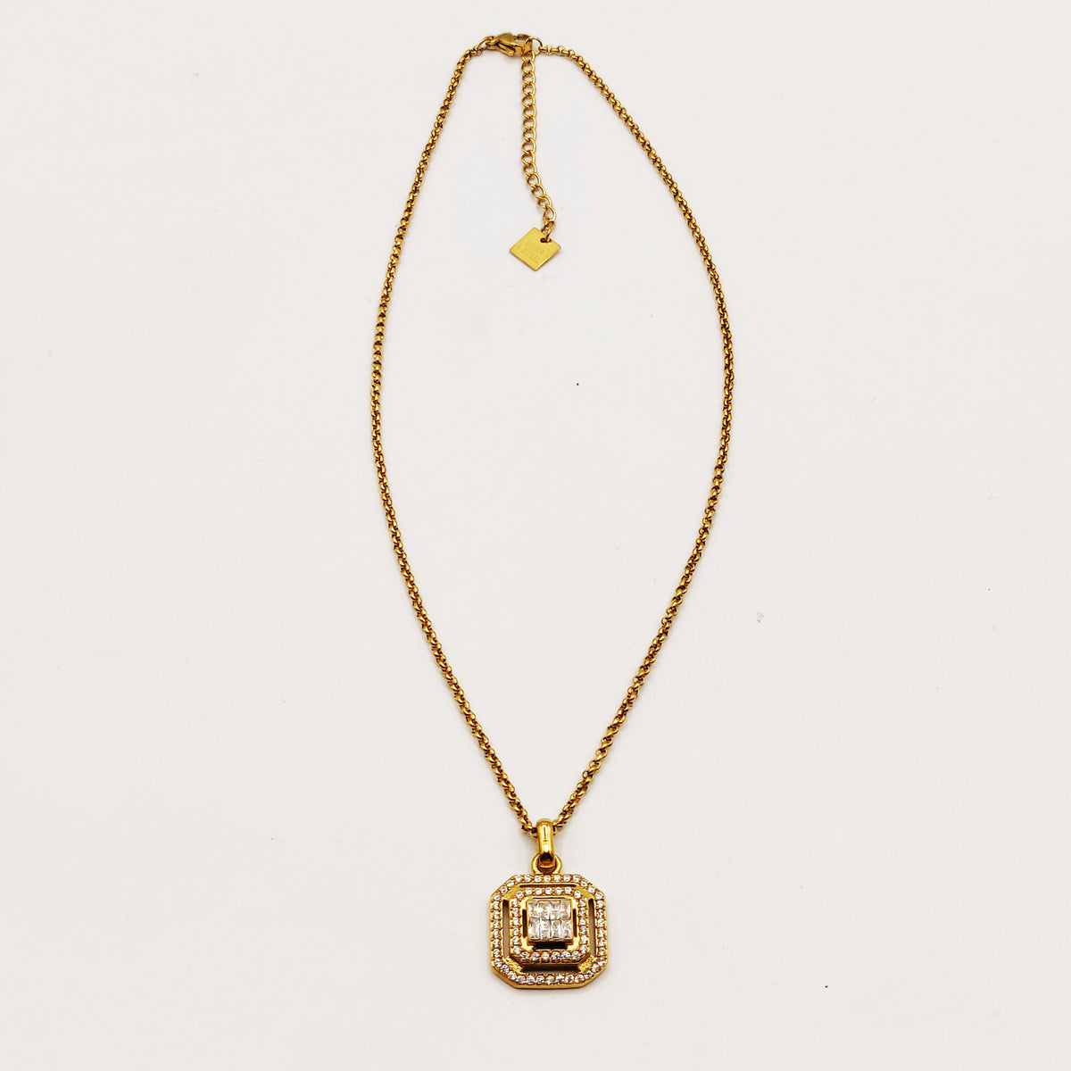 Collier Triple Carrés Cristaux Luxe