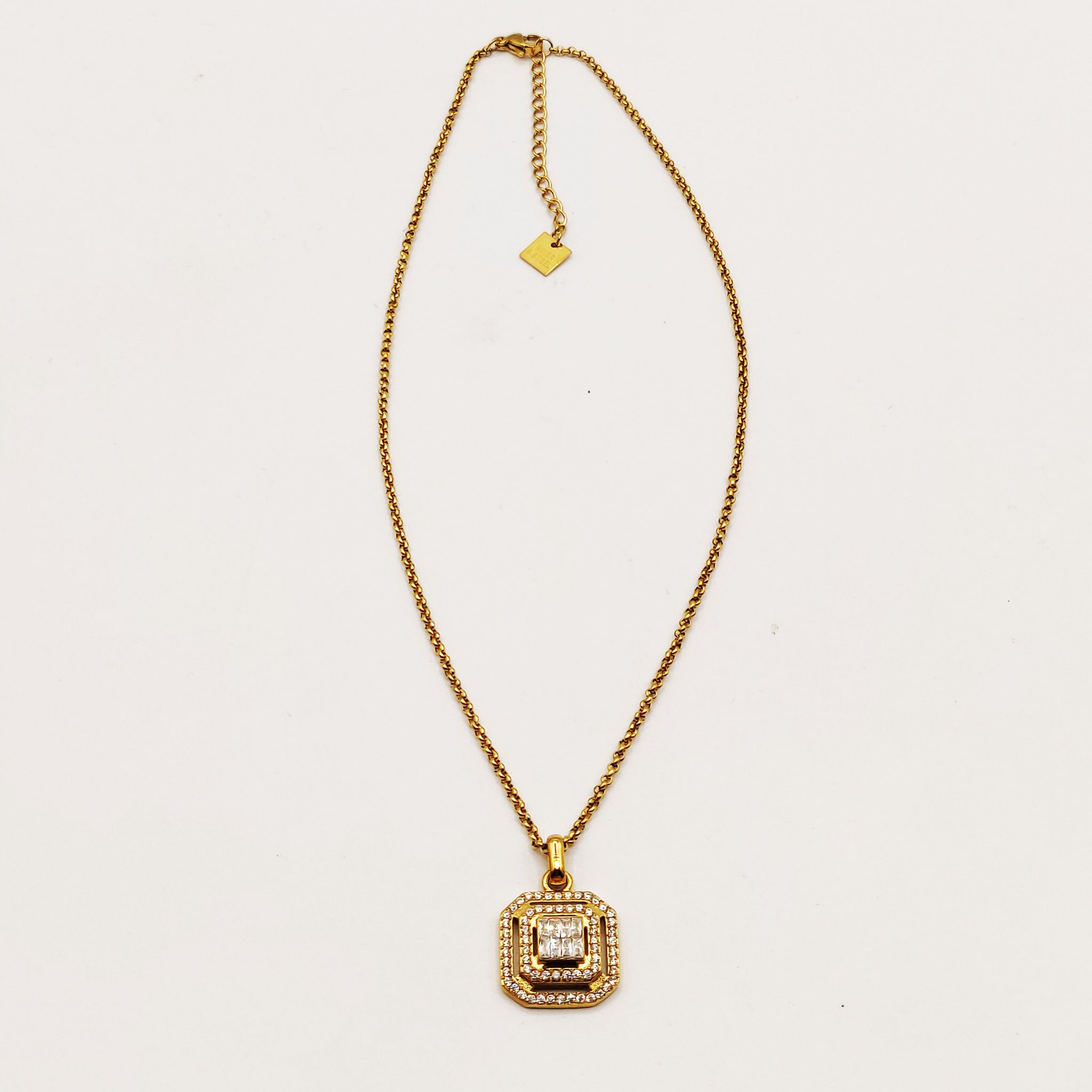 Collier Triple Carrés Cristaux Luxe