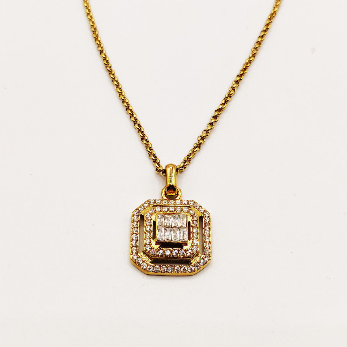 Collier Triple Carrés Cristaux Luxe