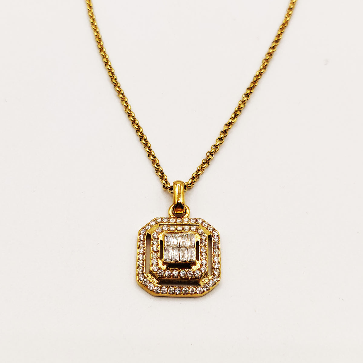 Collier Triple Carrés Cristaux Luxe