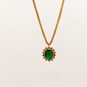 Collier Torsade Grand Soleil Vert Tour Cristaux Luxe