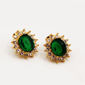 Boucles d'oreilles Torsade Grand Soleil Vert Tour Cristaux Luxe