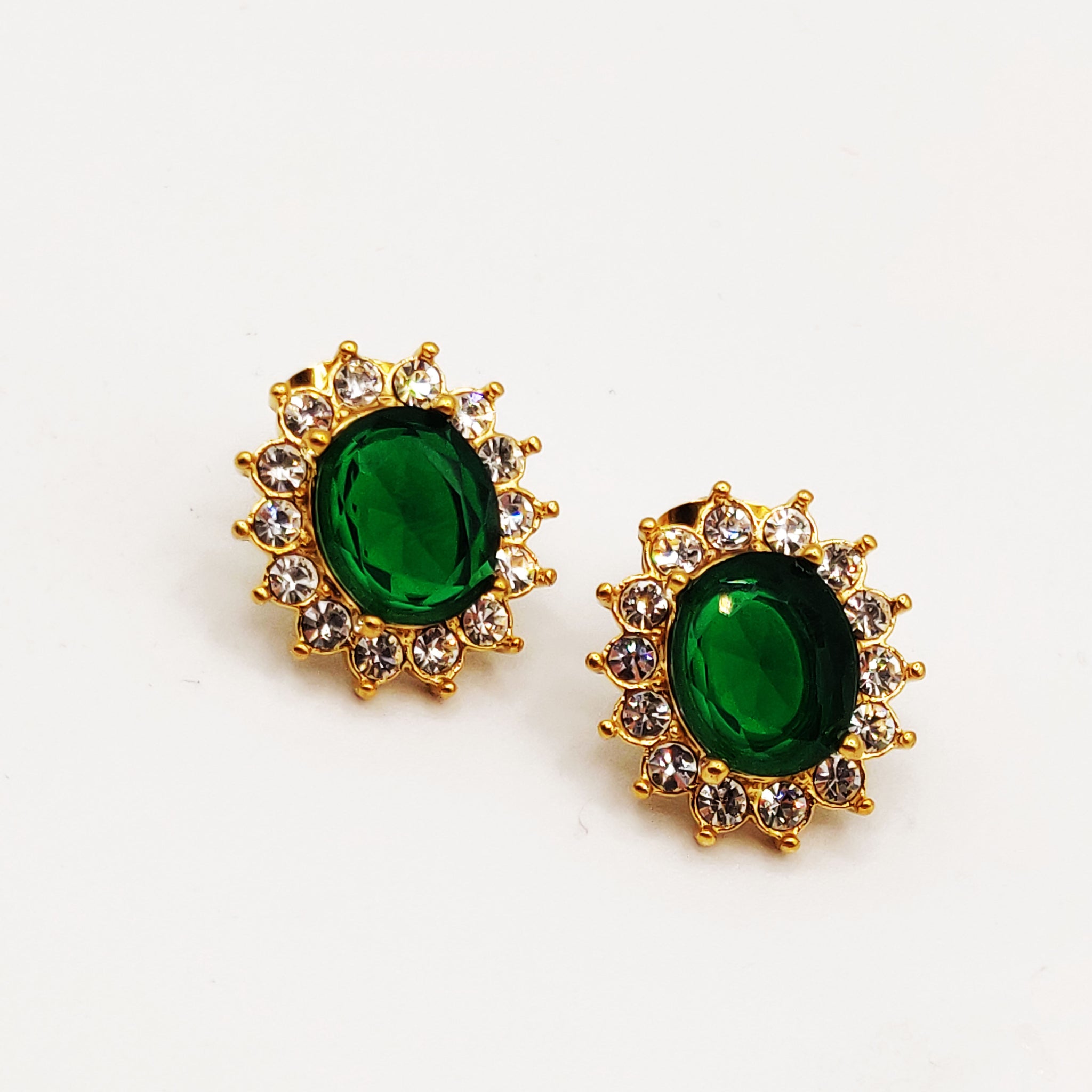 Boucles d'oreilles Torsade Grand Soleil Vert Tour Cristaux Luxe