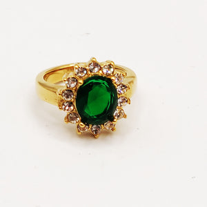 Bague Torsade Grand Soleil Vert Tour Cristaux Luxe