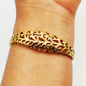 Bracelet Rigide Motifs Orientaux Feuilles Luxe