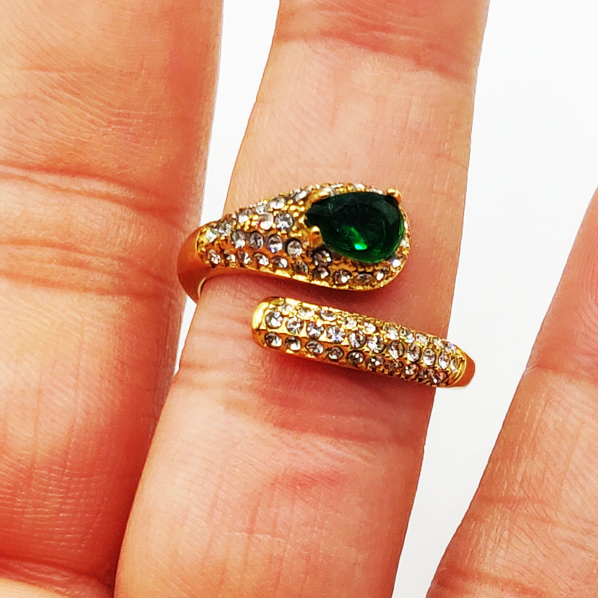 Bague Serpent Cristal Vert Luxe