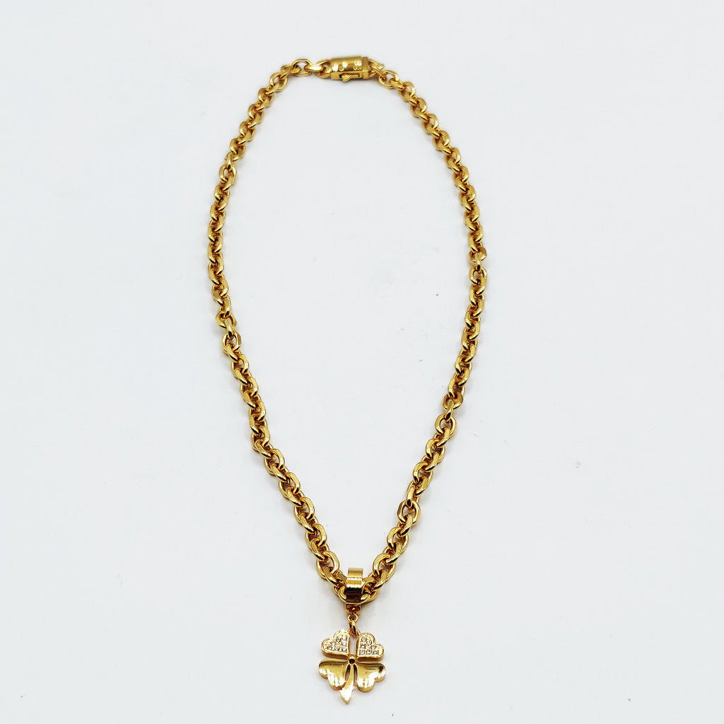 Collier Chaîne Pendentif Trèfles à 4 Coeurs Luxe
