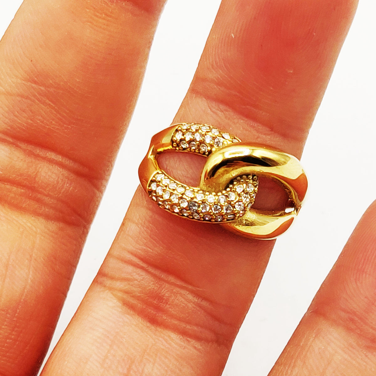 Bague Chaîne Croisée Cristaux