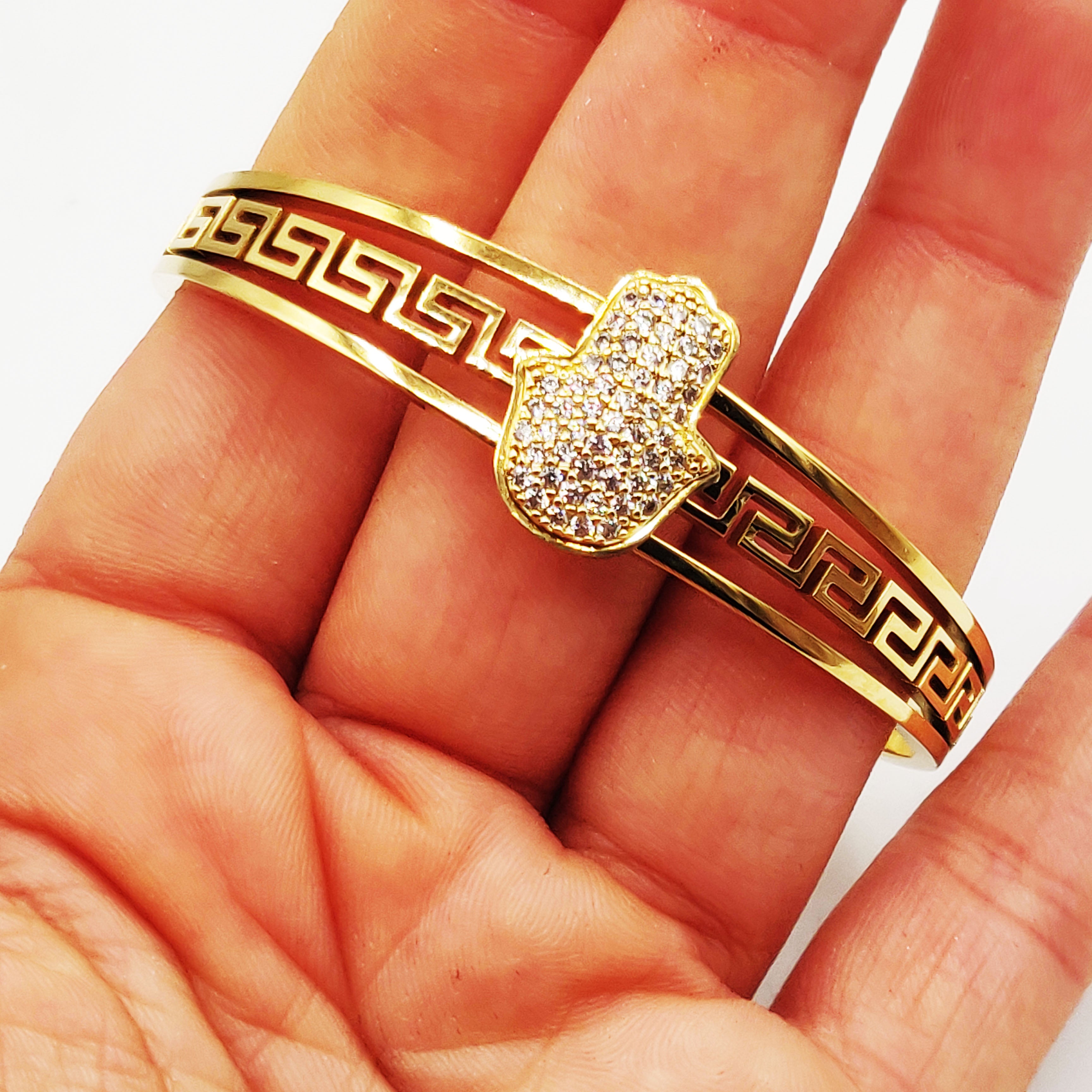 Bracelet Rigide Main de Fatma Cristaux V Luxe