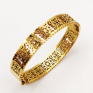 Bracelet Rigide Motifs Carrés Orientaux Luxe