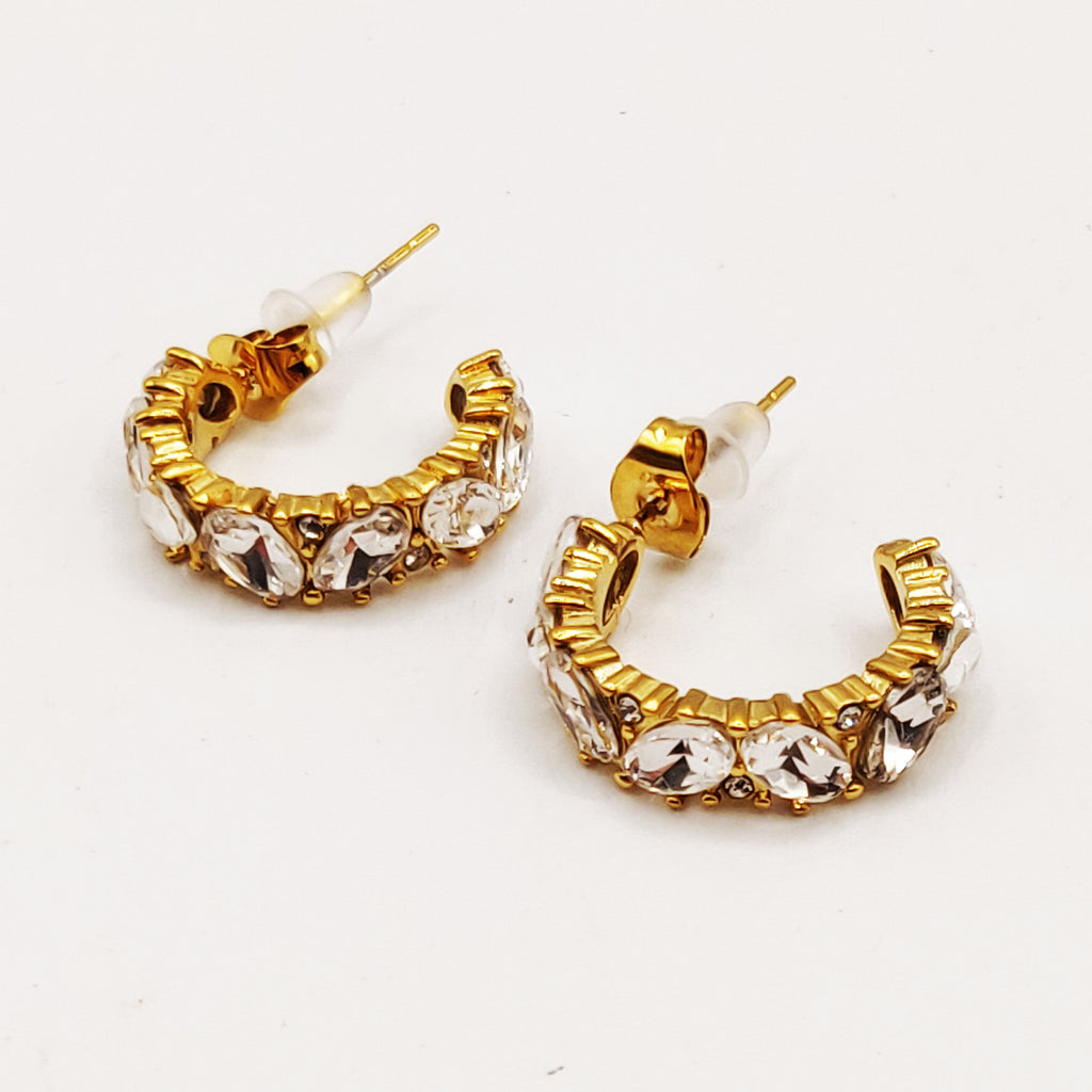 Boucles d'oreilles Créoles Gros Cristaux Ronds