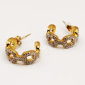 Boucles d'oreilles Créoles Chaîne Carrée Cristaux