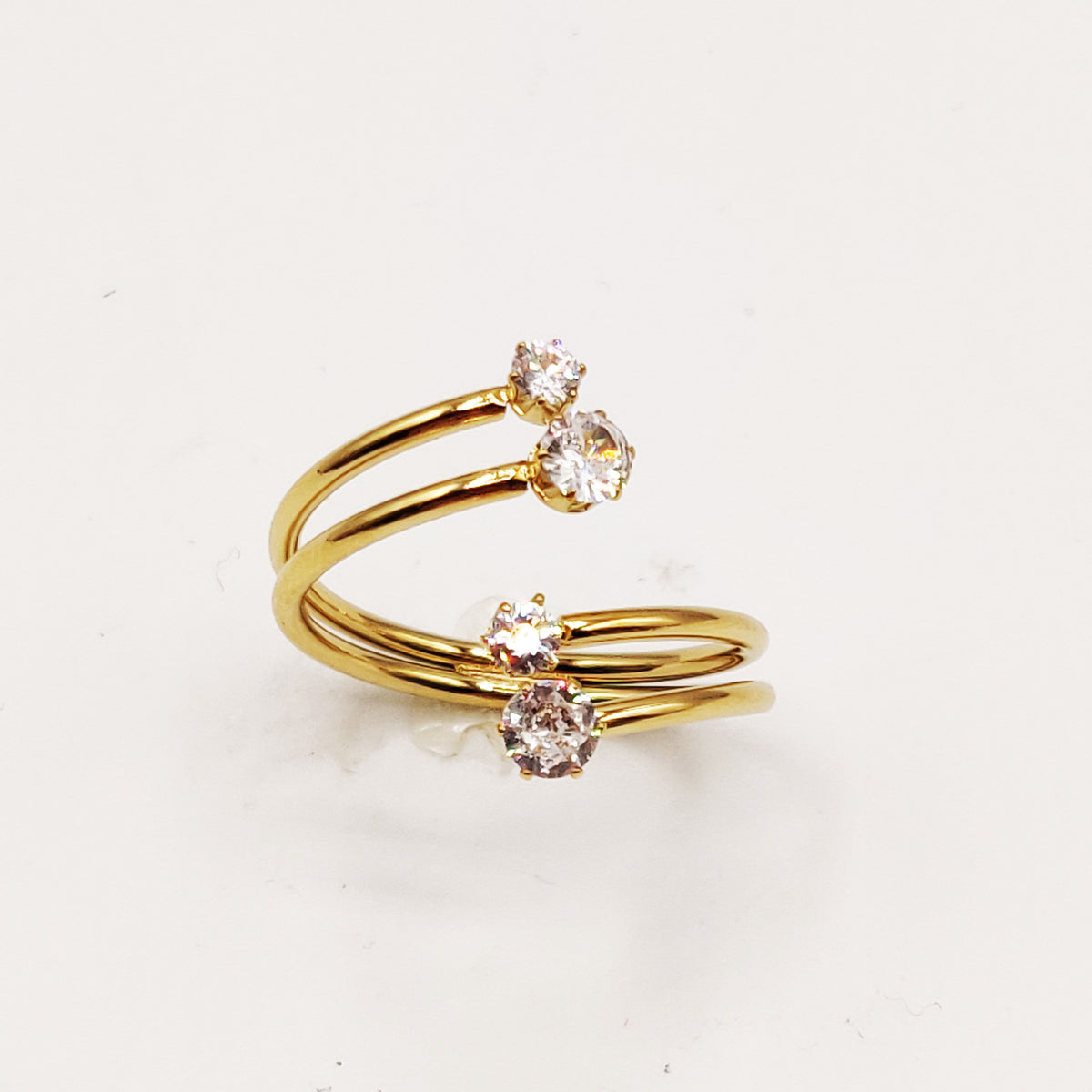 Bague Double Lignes et Cristaux