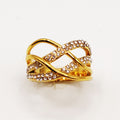 Bague Double Lignes Cristaux Croisées