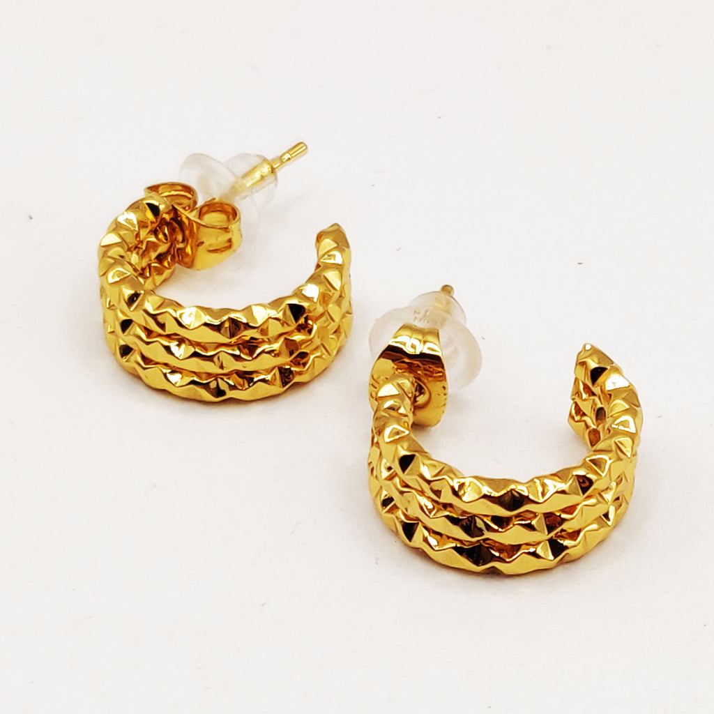 Boucles d'oreilles Créoles Triple Orientales