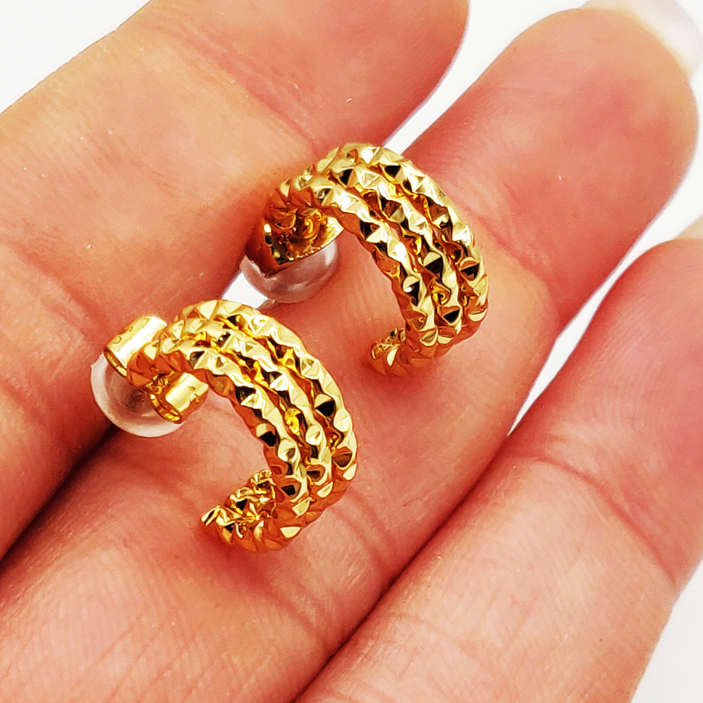 Boucles d'oreilles Créoles Triple Orientales