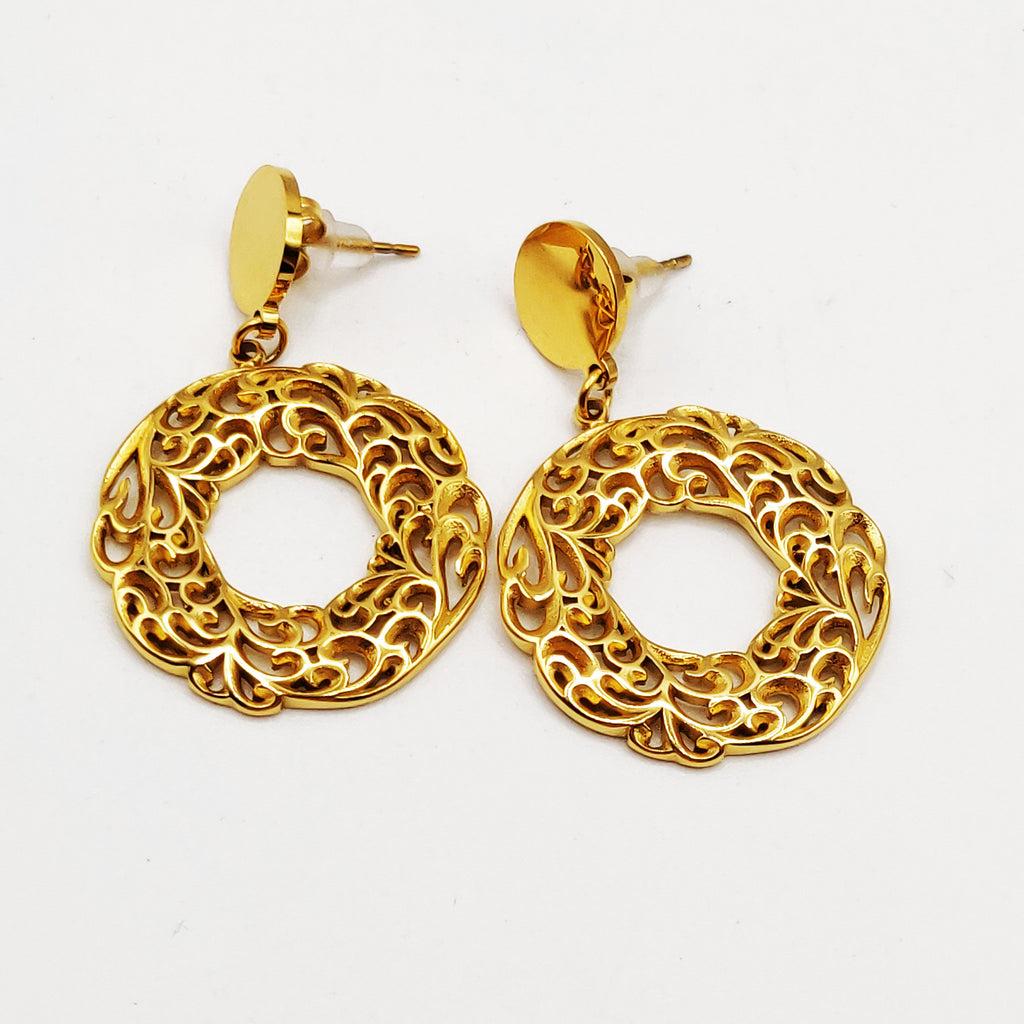 Boucles d'oreilles Cercle Motifs Orientaux Luxe