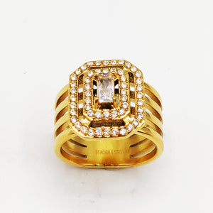 Bague Multi Lignes Rectangle HC Luxe Dorée