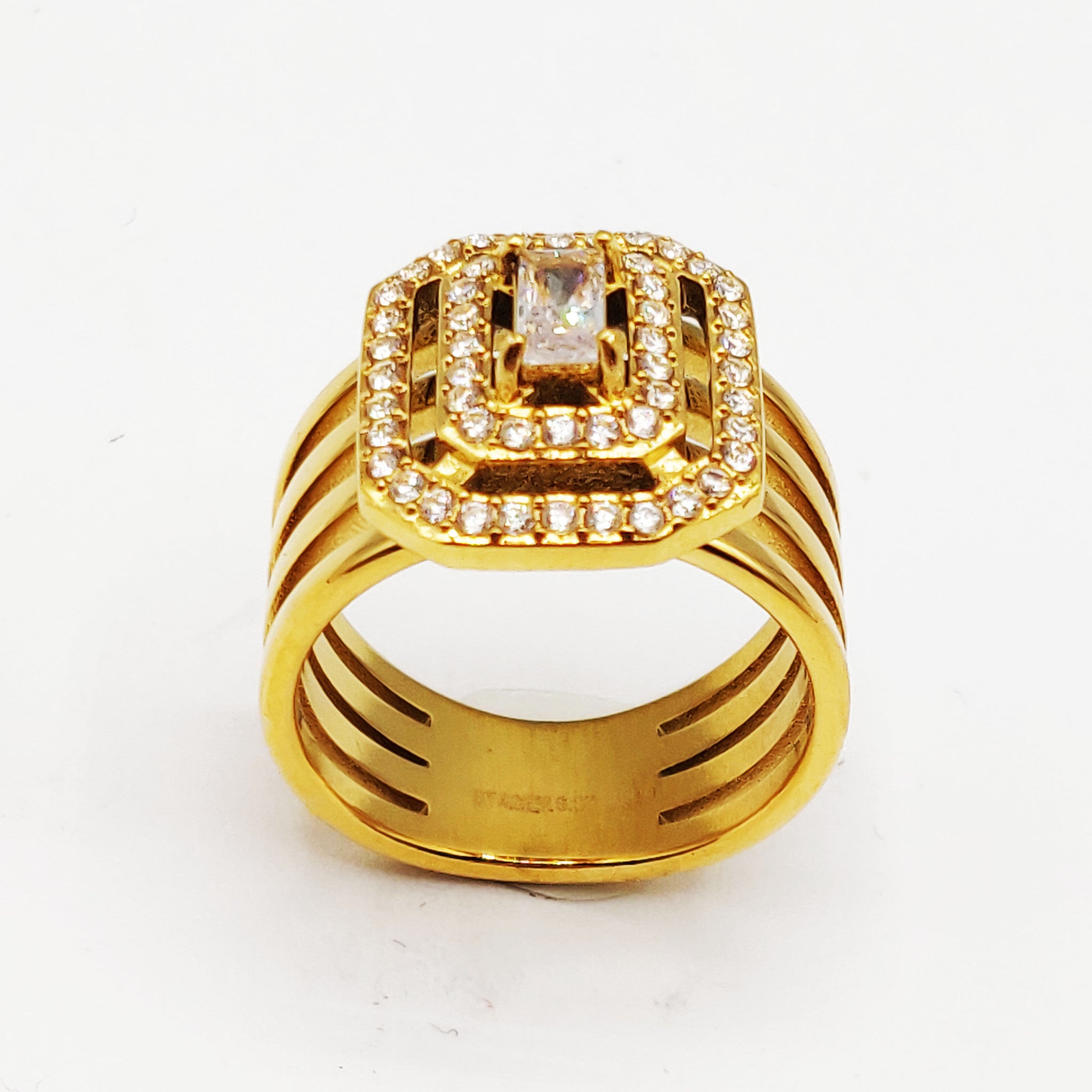 Bague Multi Lignes Rectangle HC Luxe Dorée