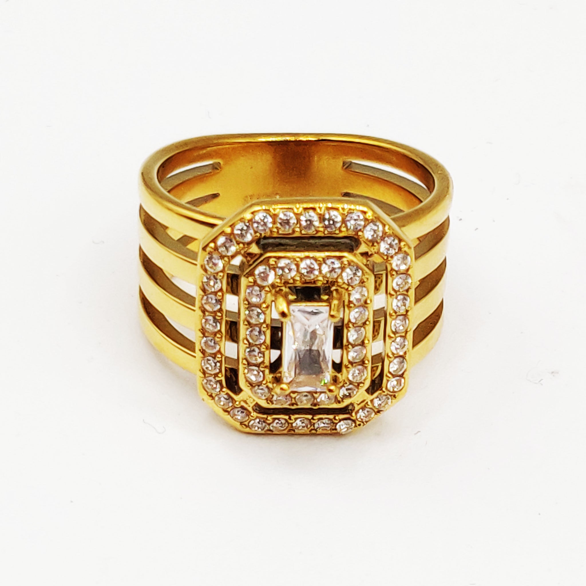 Bague Multi Lignes Rectangle HC Luxe Dorée