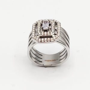 Bague Multi Lignes Rectangle HC Luxe Argentée