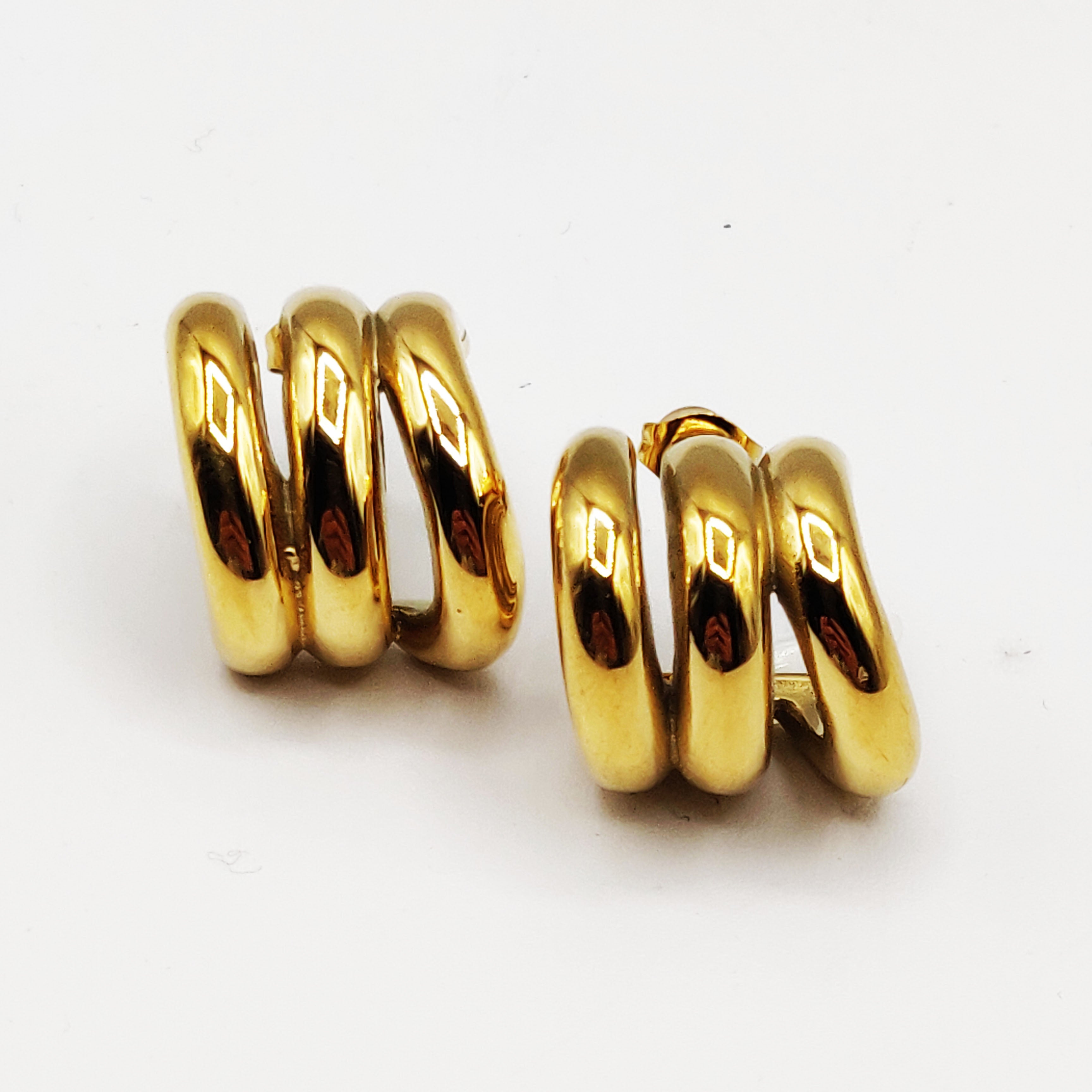 Boucles d'oreilles Triple Créoles Arrondies