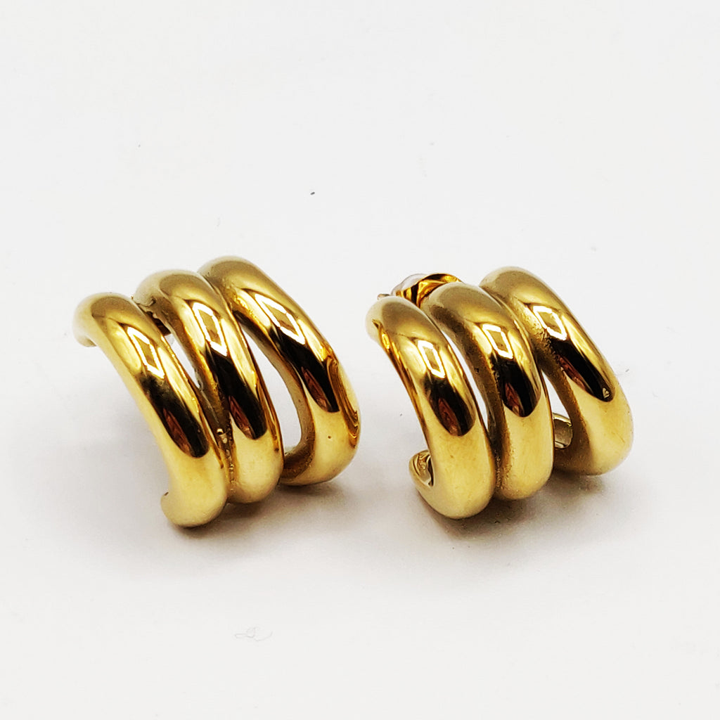 Boucles d'oreilles Triple Créoles Arrondies