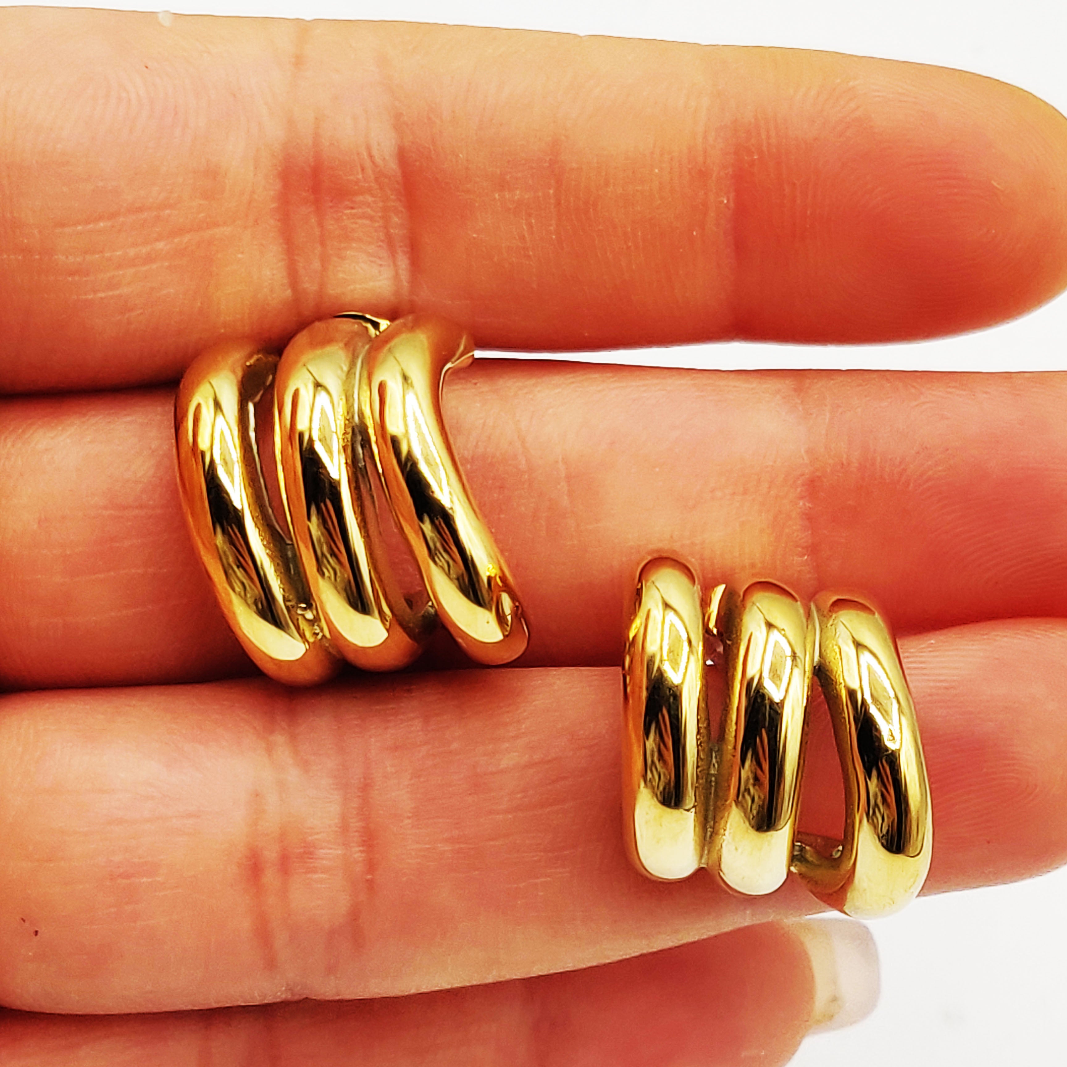 Boucles d'oreilles Triple Créoles Arrondies