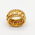 Bague Tresse Rigide Double Lignes Cristaux Luxe