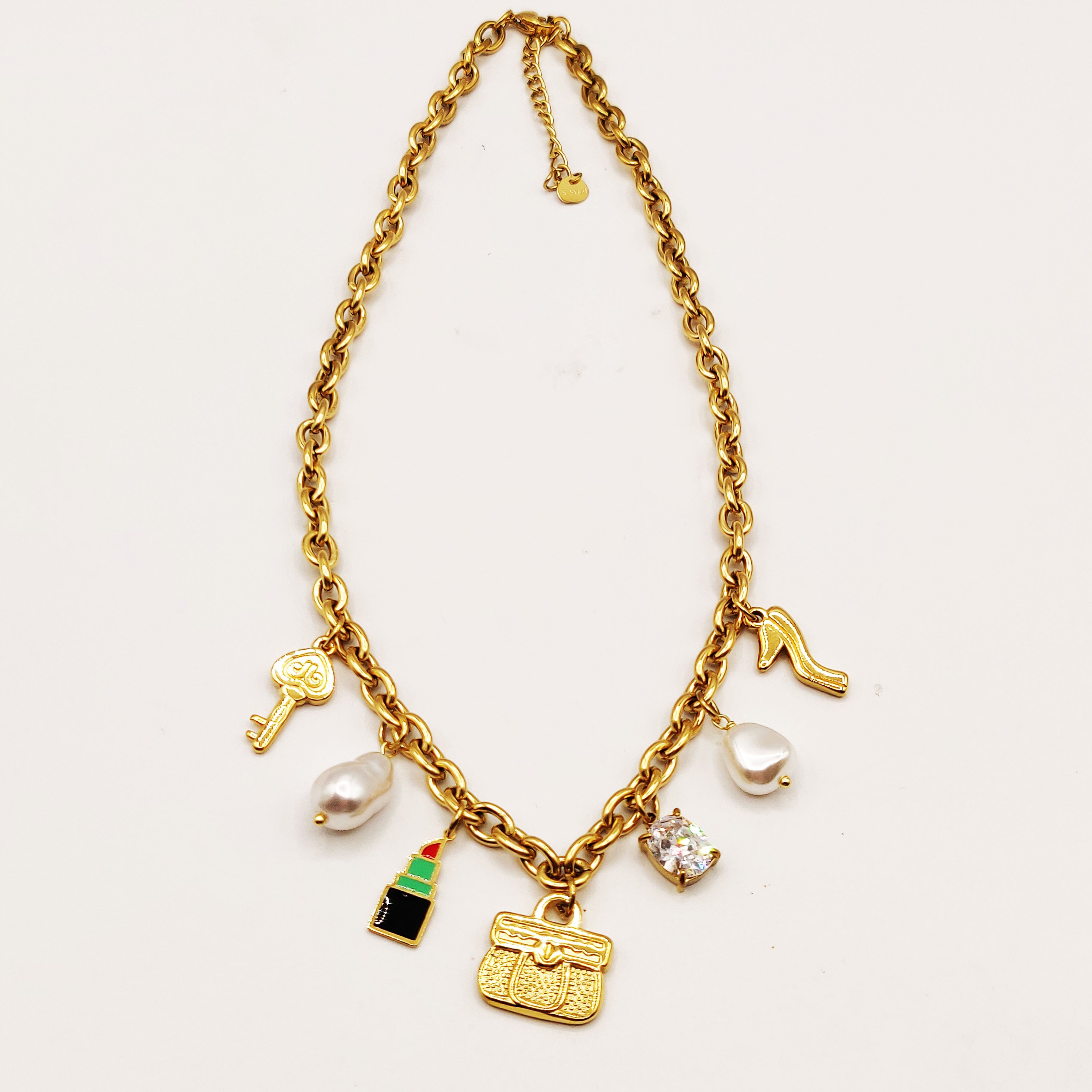 Collier Chaîne Bibelots Sac à Main Cristaux et Perles d'imitation Luxe