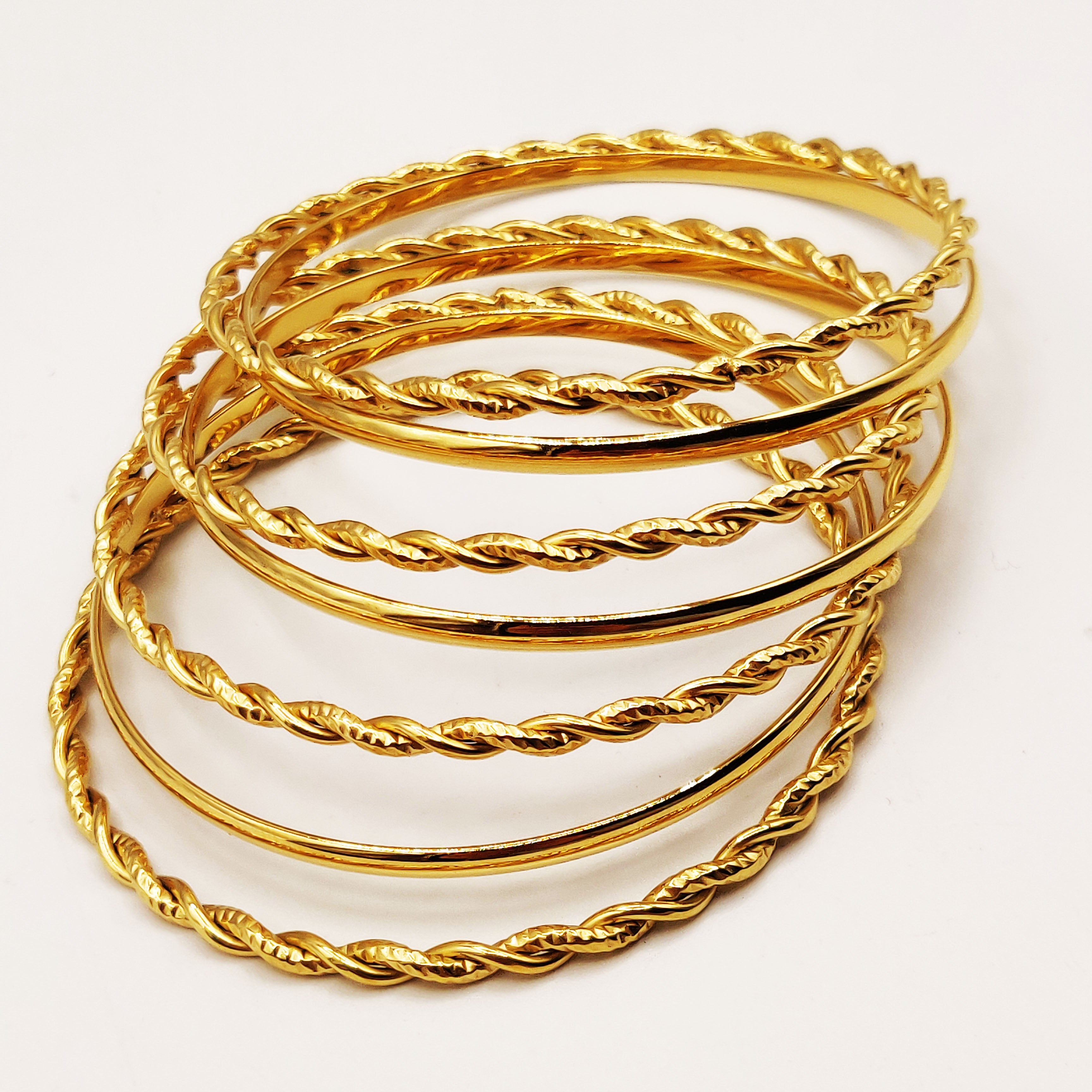 7 Bracelets Rigides Torsadés et Simples Luxe