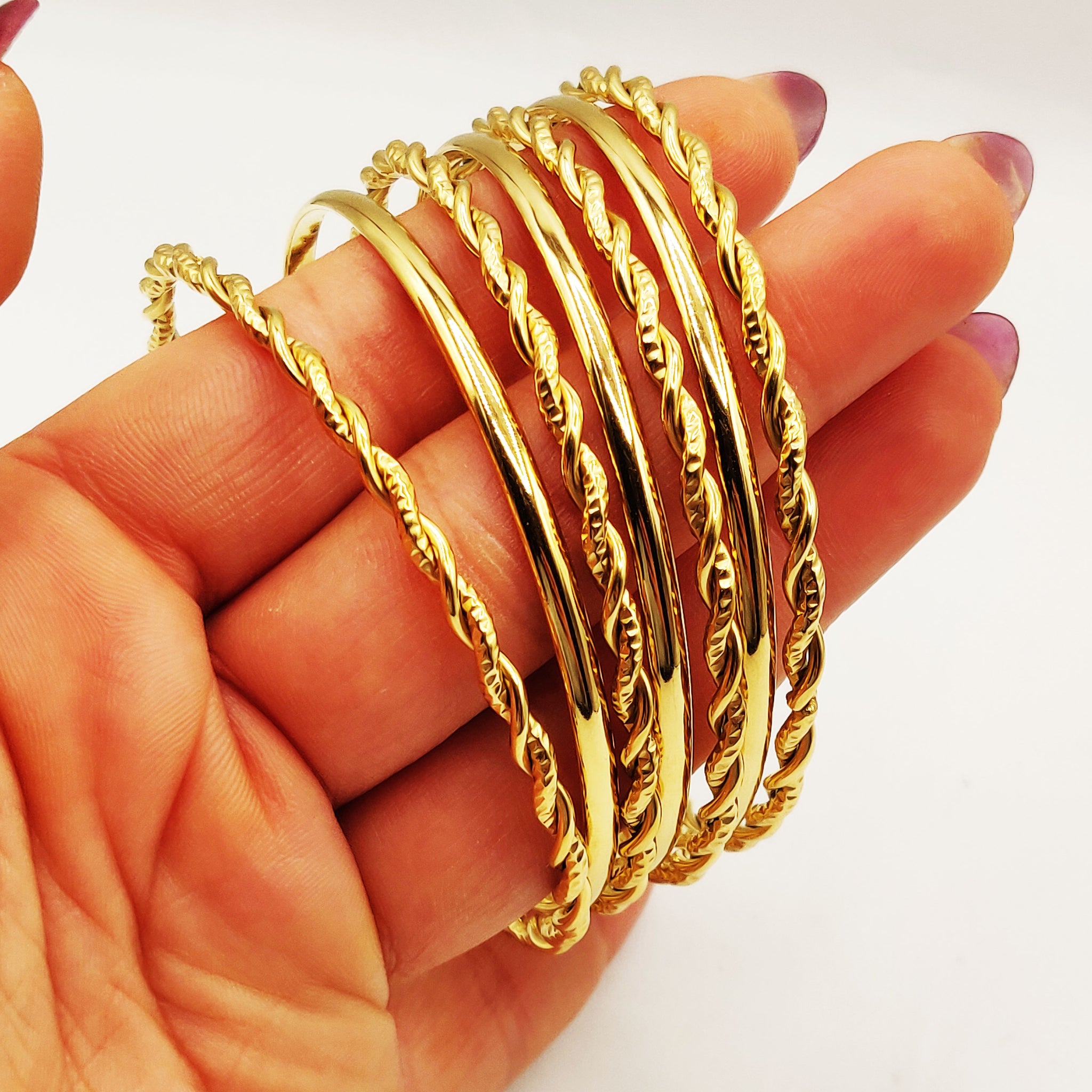 7 Bracelets Rigides Torsadés et Simples Luxe