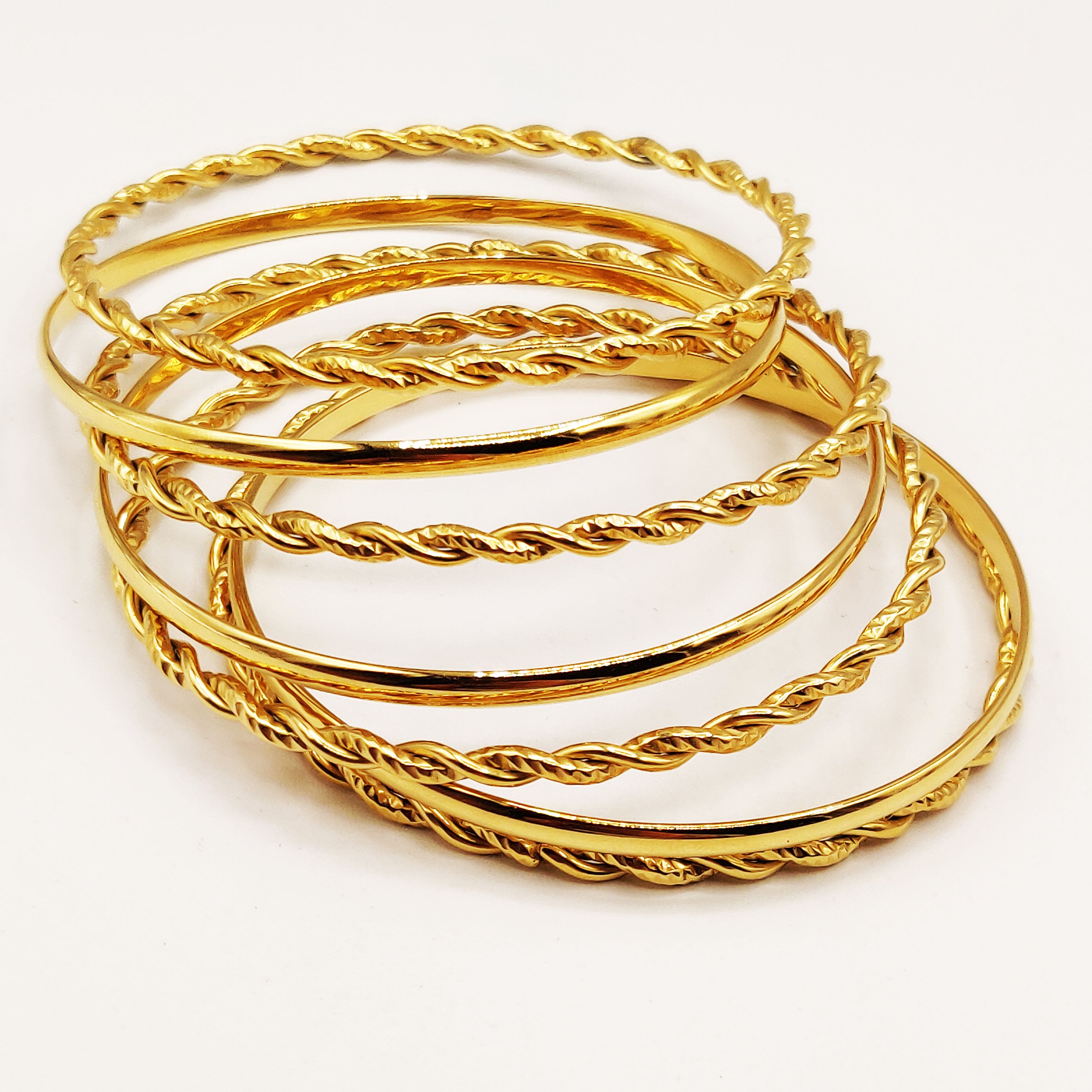 7 Bracelets Rigides Torsadés et Simples Luxe