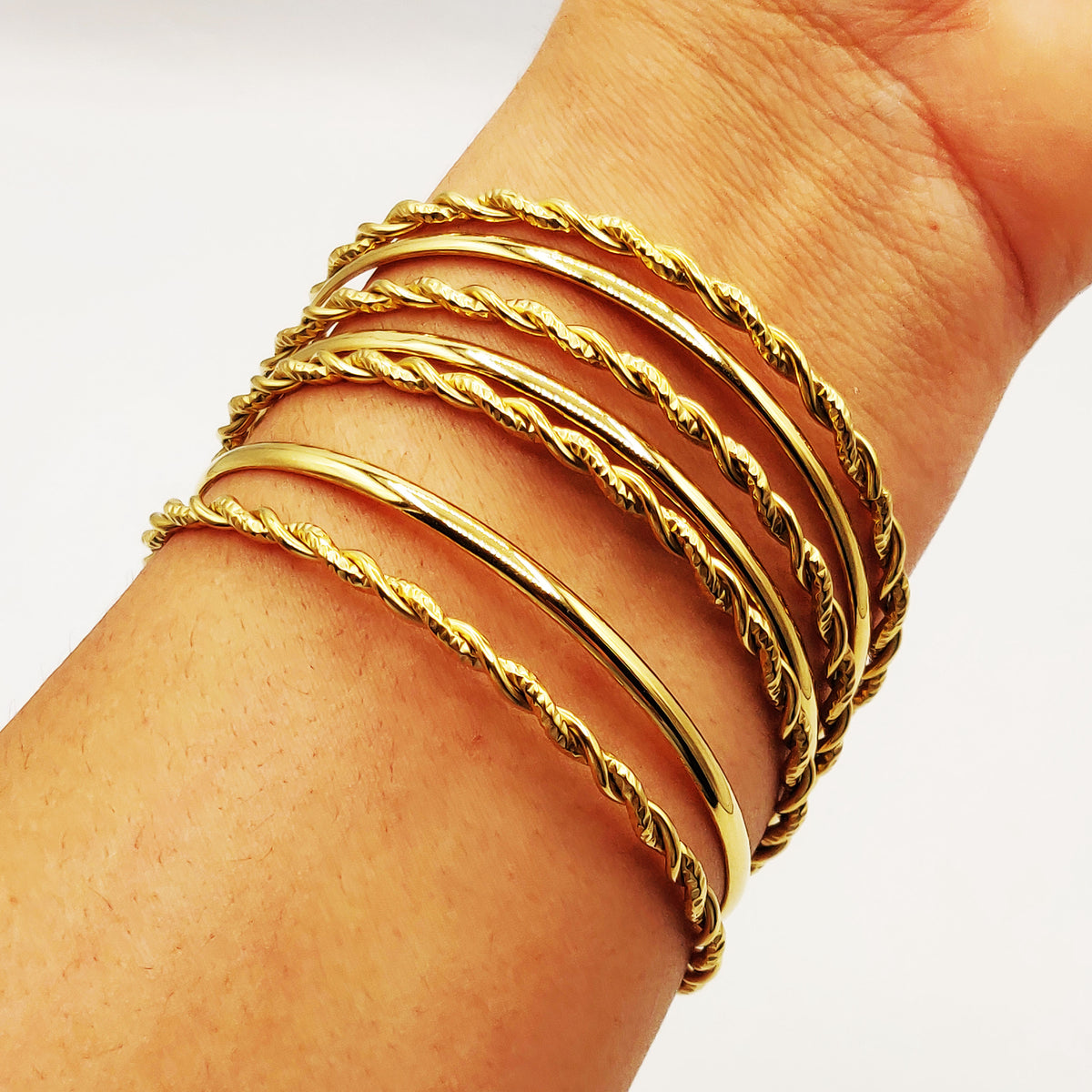 7 Bracelets Rigides Torsadés et Simples Luxe