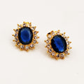Boucles d'oreilles Grand Soleil Bleu Tour Cristaux Luxe
