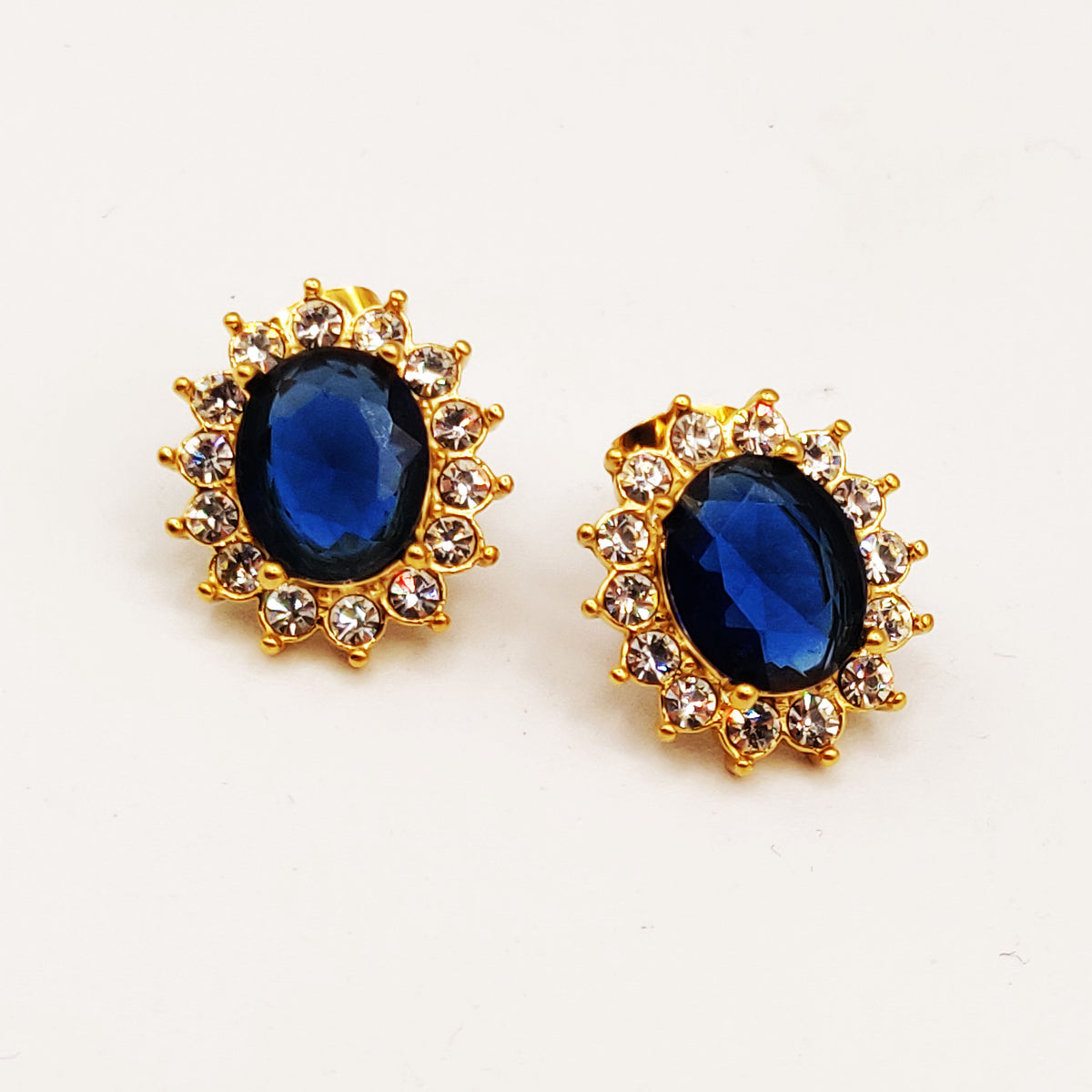 Boucles d'oreilles Grand Soleil Bleu Tour Cristaux Luxe