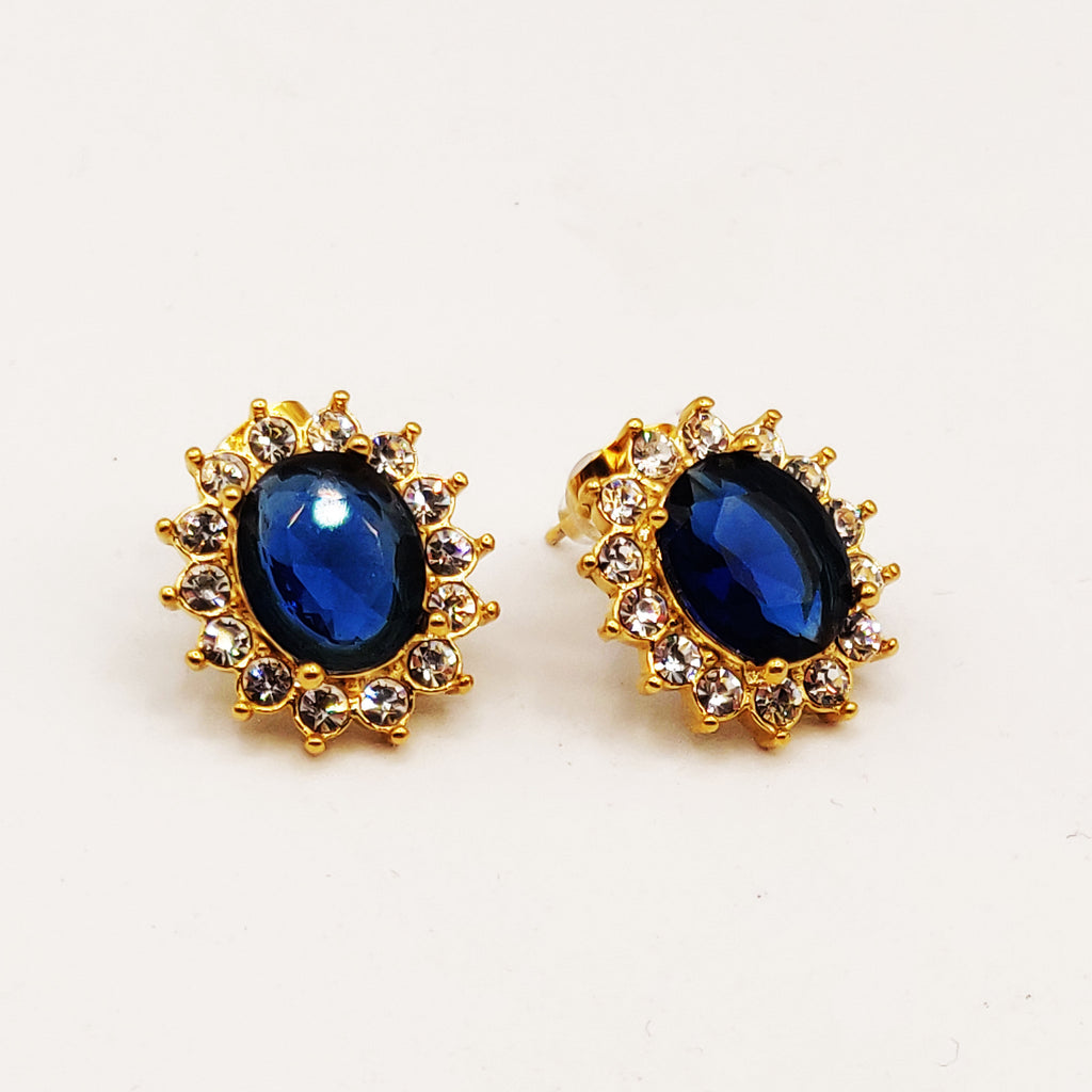 Boucles d'oreilles Grand Soleil Bleu Tour Cristaux Luxe