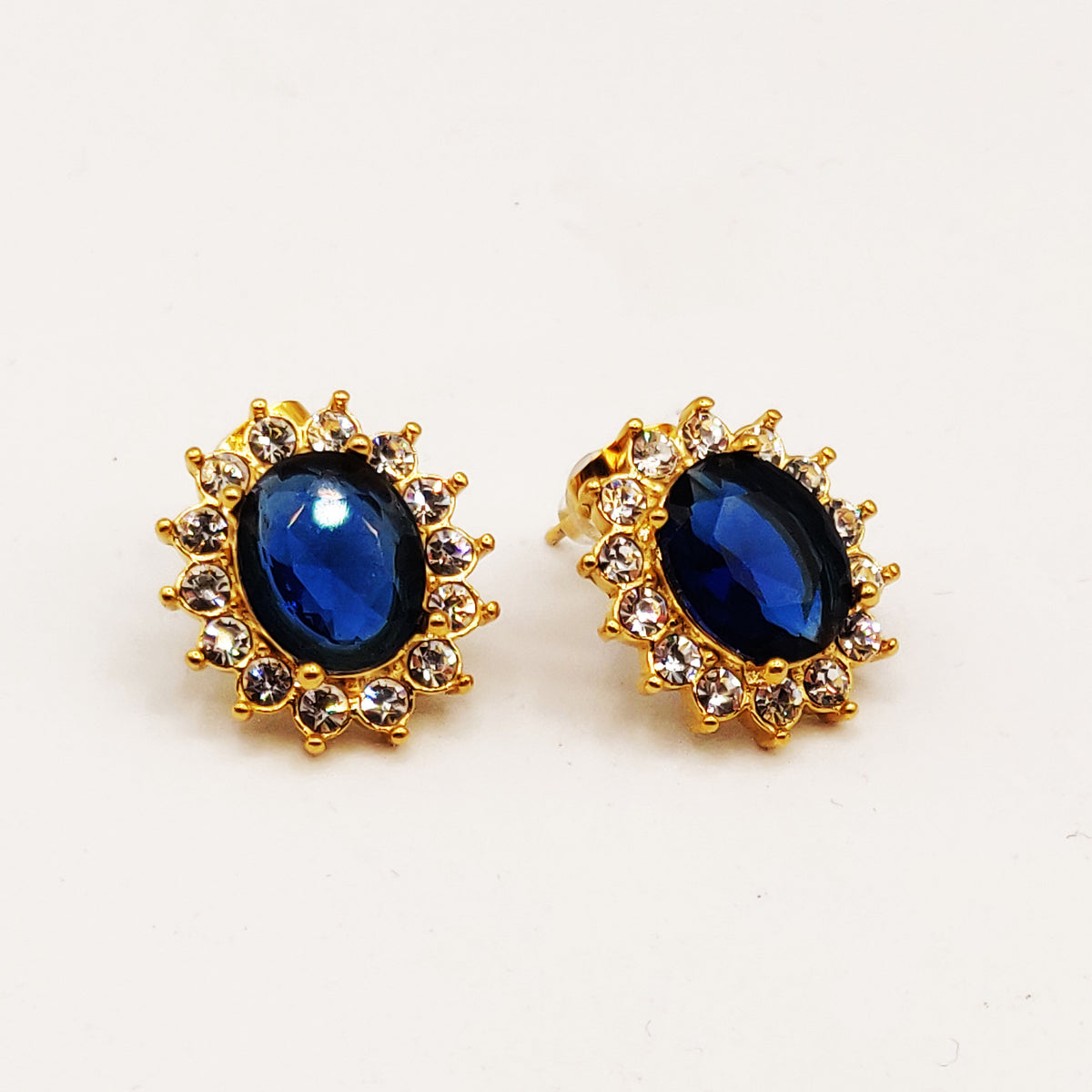 Boucles d'oreilles Grand Soleil Bleu Tour Cristaux Luxe